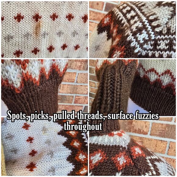 Fair Isle Cardigan Vintage Lulle Otterstad Oslo Handmade Norway Wool Knit XS - Picture 7 of 11